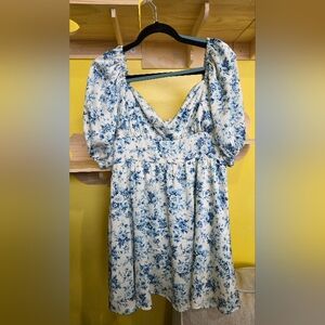 Altar'd State White and Blue Floral Dress